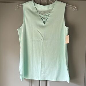 NWT Talbots Light Teal Crisscross Tank Top MP